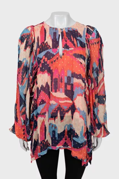 Loose printed blouse with tag