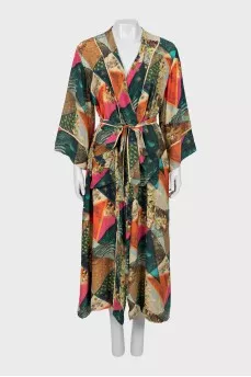 Printed wrap dress with tag