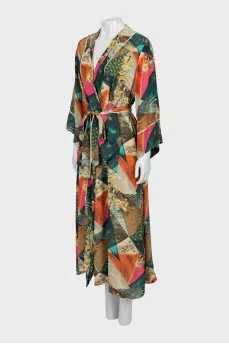 Printed wrap dress with tag