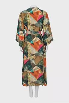 Printed wrap dress with tag