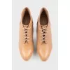 Beige smooth leather ankle boots