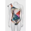 Printed bodysuit with tag