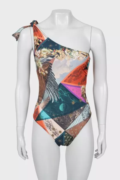 Printed bodysuit with tag