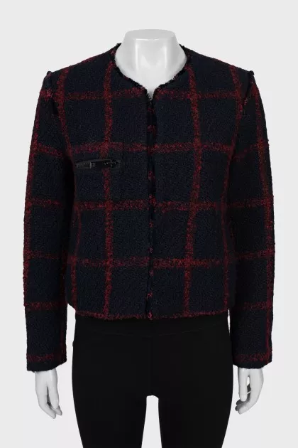 Checkered jacket with hooks