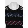 Wool sweater with combined print