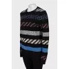 Wool sweater with combined print