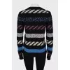 Wool sweater with combined print