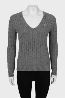 Textured pullover with embroidered logo