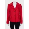 Wool jacket with knitted pockets
