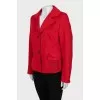 Wool jacket with knitted pockets