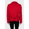 Wool jacket with knitted pockets