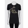 Fitted T-shirt with gold print