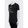 Fitted T-shirt with gold print