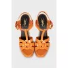 Patent leather platform sandals with stiletto heels