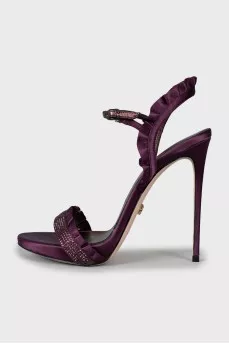Textile sandals with frills