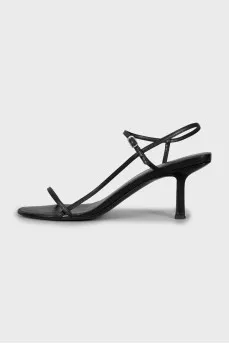Black leather sandals with straps
