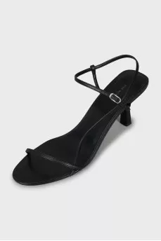 Black leather sandals with straps
