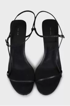 Black leather sandals with straps