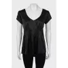 Black Silk Blouse with Short Sleeves