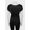 Black Silk Blouse with Short Sleeves