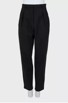 Black wool banana pants