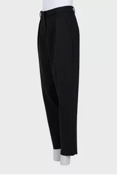 Black wool banana pants