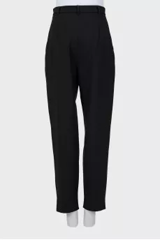 Black wool banana pants