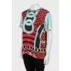 Short sleeve printed silk blouse
