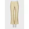Silk flared trousers with embroidery