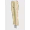 Silk flared trousers with embroidery