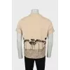 Men's beige t-shirt with print