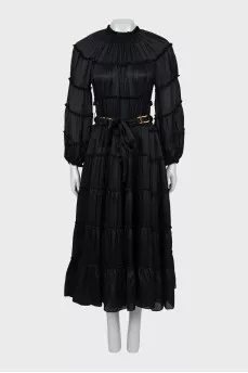 Silk Ruffle Maxi Dress