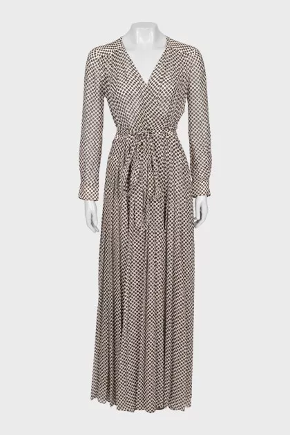 Polka Dot Print Silk Dress