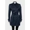 Blue double-breasted trench coat