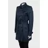 Blue double-breasted trench coat