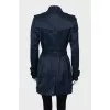 Blue double-breasted trench coat