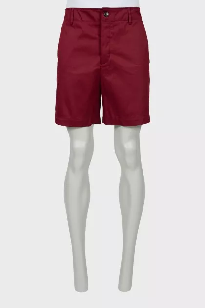 Men's burgundy denim shorts