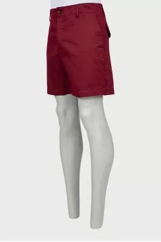 Men's burgundy denim shorts