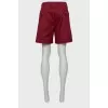 Men's burgundy denim shorts