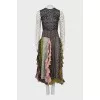 Silk dress with combined print