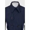 Cropped blue double-breasted trench coat