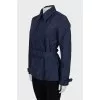 Cropped blue double-breasted trench coat