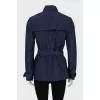 Cropped blue double-breasted trench coat