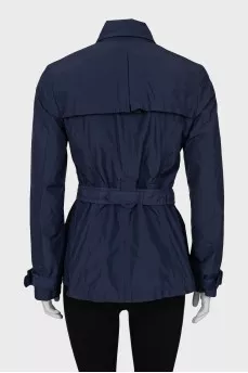 Cropped blue double-breasted trench coat