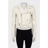 Leather cropped jacket with belt