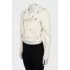 Leather cropped jacket with belt