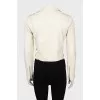 Leather cropped jacket with belt
