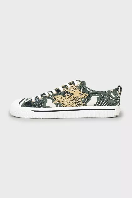 Men's textile sneakers with print