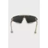 Sunglasses mask with transparent temples