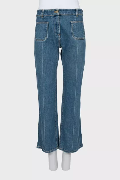 Flared jeans with patch pockets